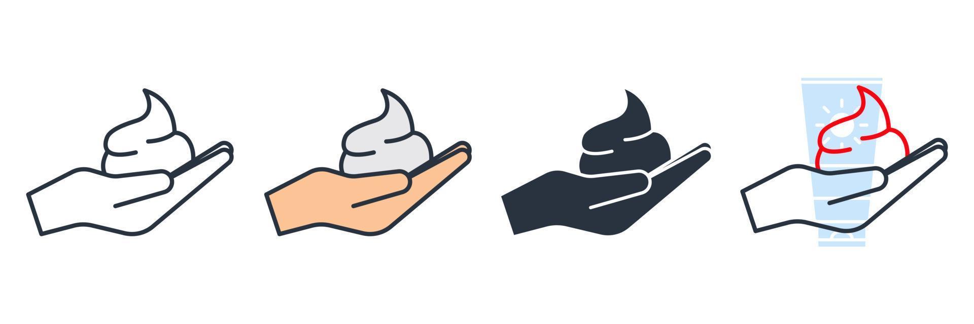 Schaumcreme in der Hand Symbol Logo Vektor Illustration. Rasierschaum-Symbolvorlage für Grafik- und Webdesign-Sammlung