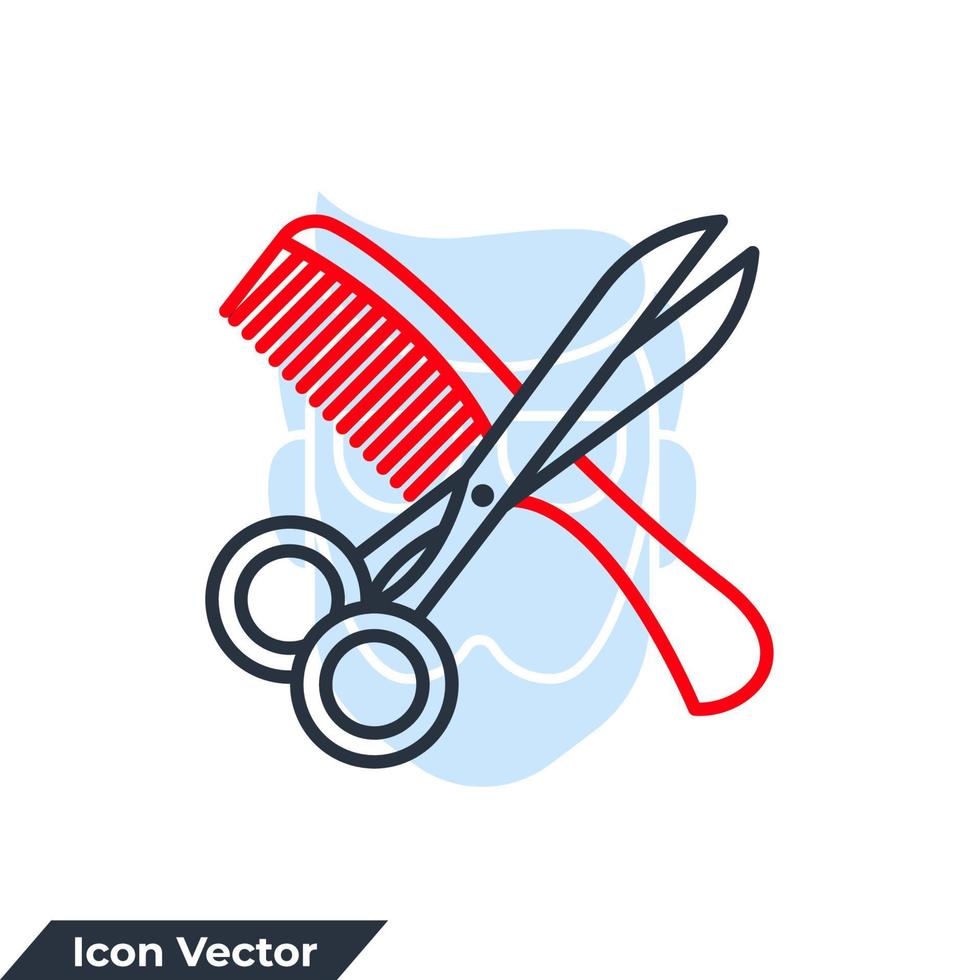 Schere und Kamm-Symbol-Logo-Vektor-Illustration. Kamm- und Scherensymbolvorlage für Grafik- und Webdesign-Sammlung vektor