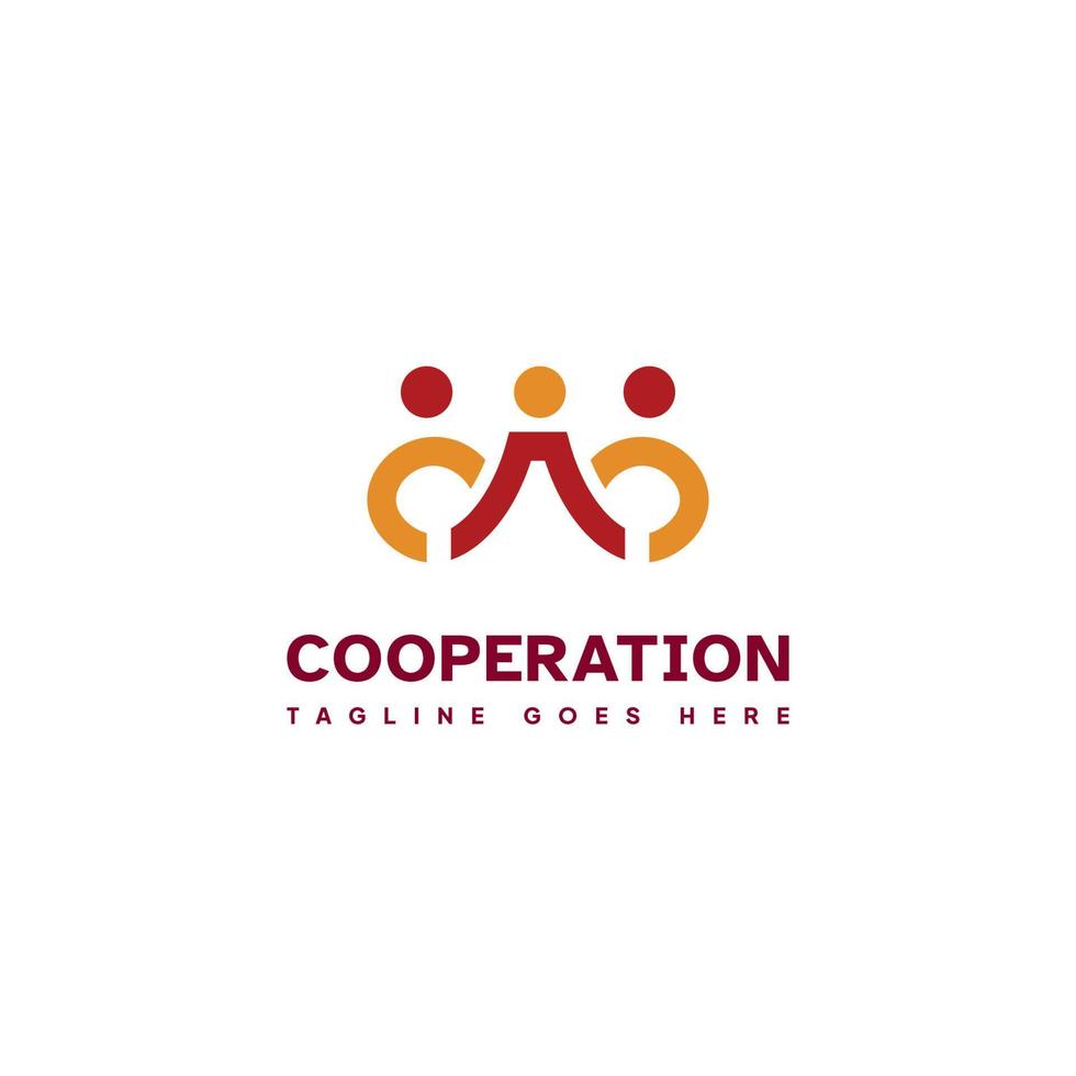 Kooperationslogo, People-Logo-Strichzeichnungen, die sich die Hände schütteln vektor