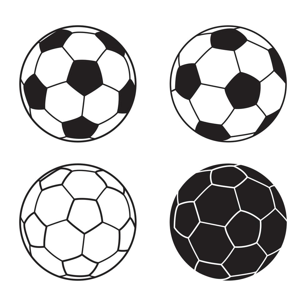Fußball-Vektor-Illustrationsset, Fußball-Symbol. Fußball einfacher schwarzer Stil, Vektorillustration. vektor