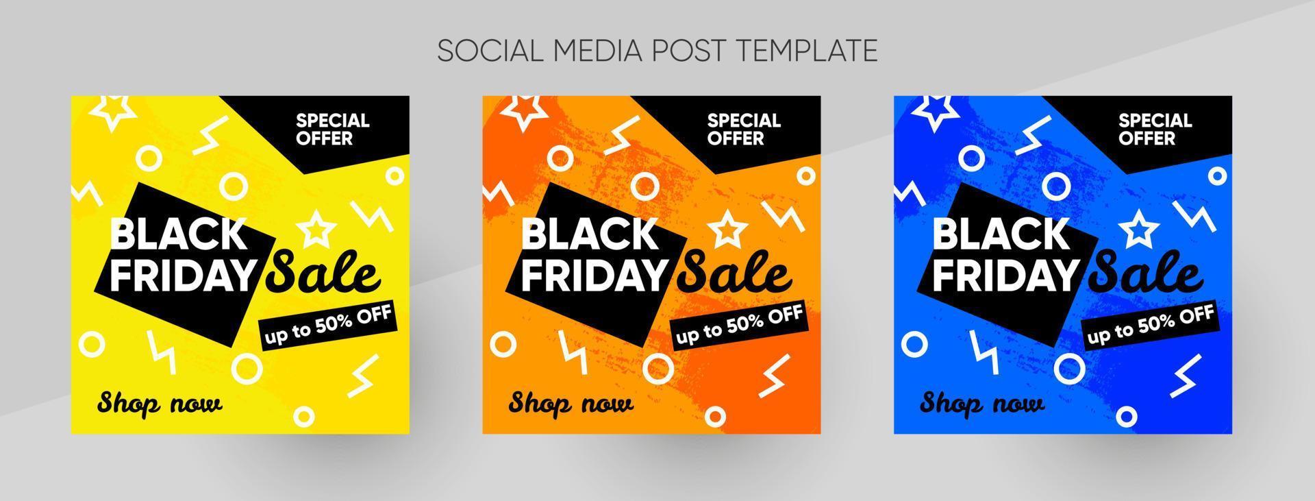 Social Media Black Friday Promo-Post-Vorlage, editierbare Social Media-Vorlage. Hintergrund für Social Media Promotion Sale Design Vektor. Banner-Vorlage. Vektor-Illustration. vektor