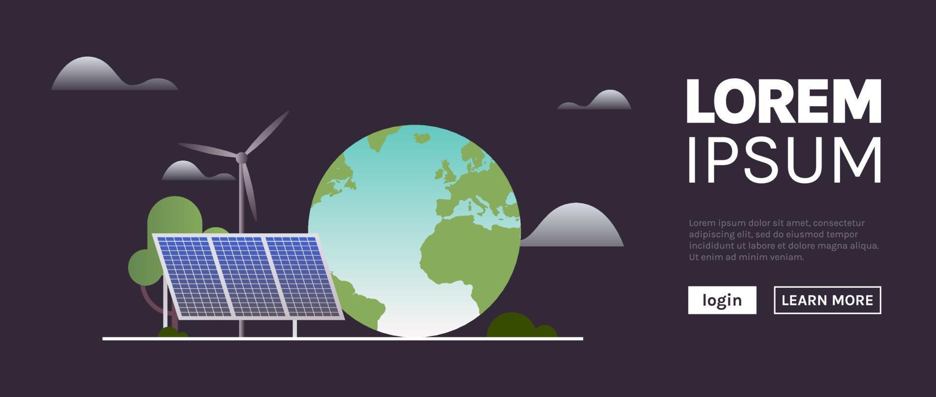 hållbarhet och t.ex. grön, energi, hållbar industri med väderkvarnar och sol- energi paneler, miljö, social, företags- styrning begrepp platt vektor illustration.