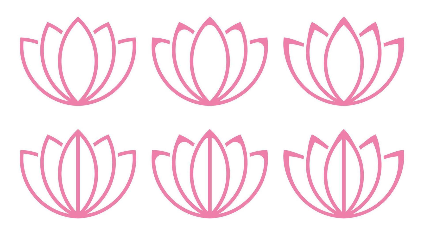 lotus blomma översikt logotyp ikon uppsättning vektor illustration.