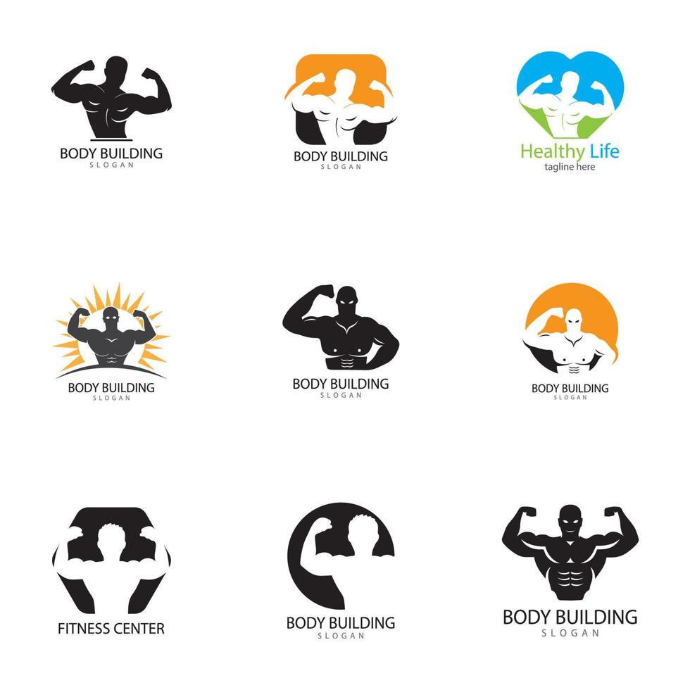 Vektorobjekt und Symbole für das Design des Fitness-Logos des Sportlabels Fitnessstudio-Abzeichen vektor