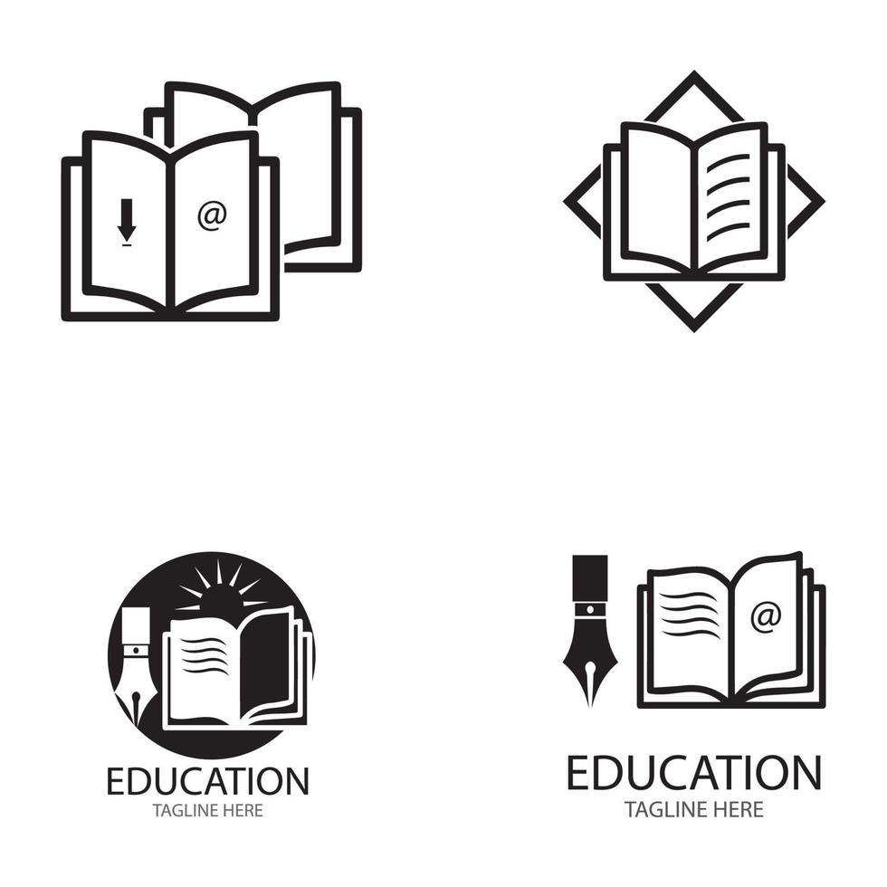 bok utbildning logotyp mall vektor illustration design