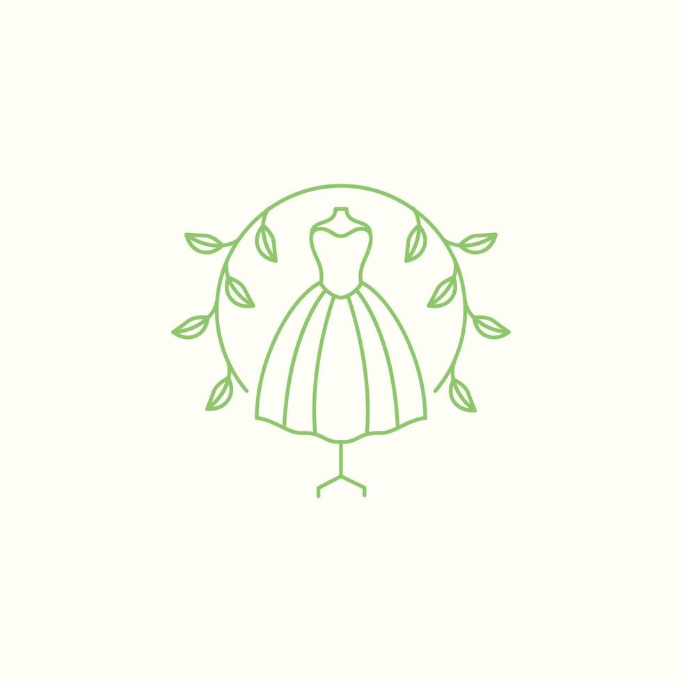 Ästhetisches Kleid mit Blatt-Logo-Design vektor