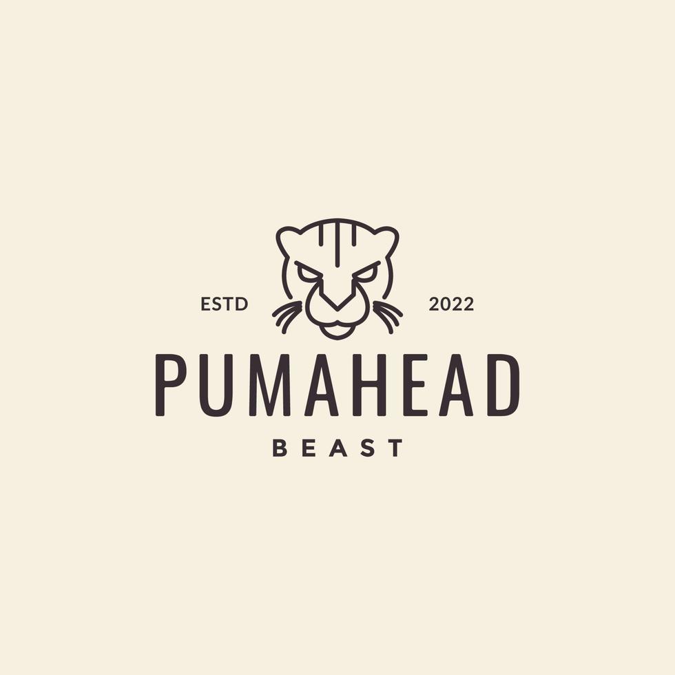 puma huvud hipster logotyp design vektor