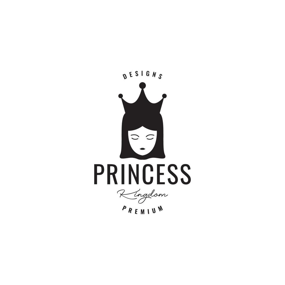 gesicht mädchen prinzessin mit krone logo design vektor