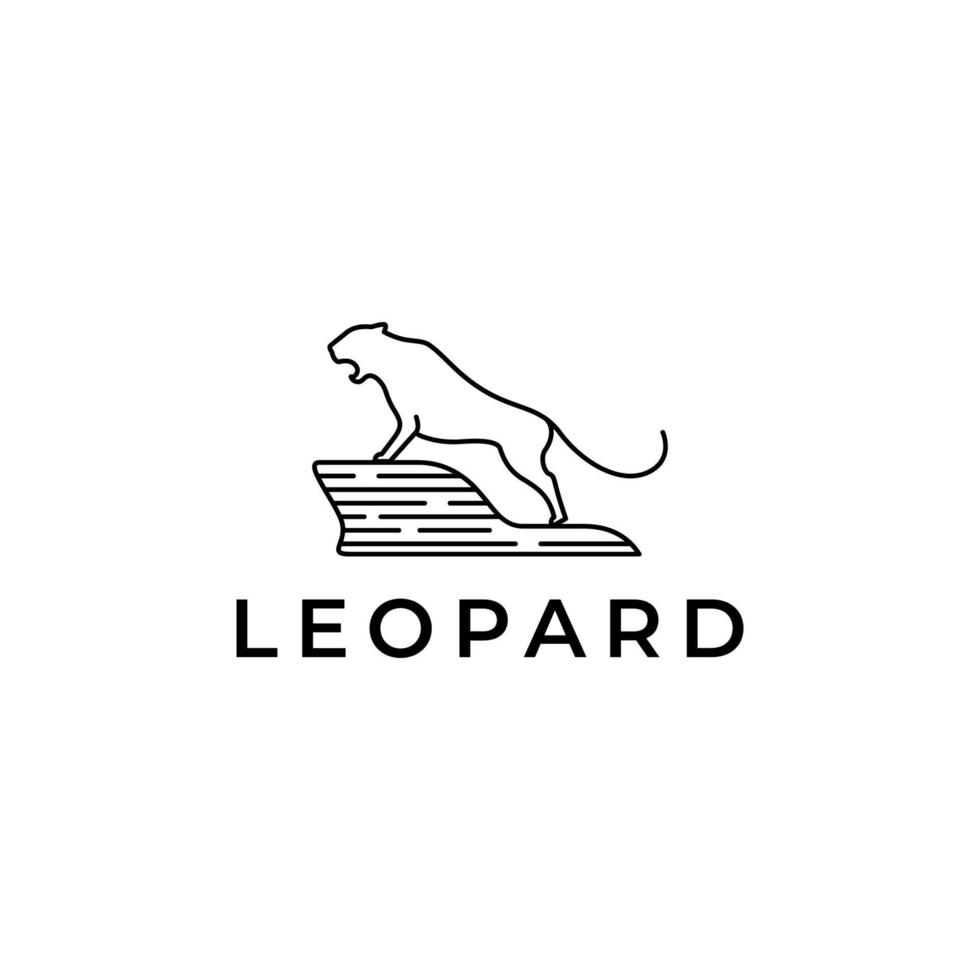 Leopard beobachten Logo-Designlinien vektor