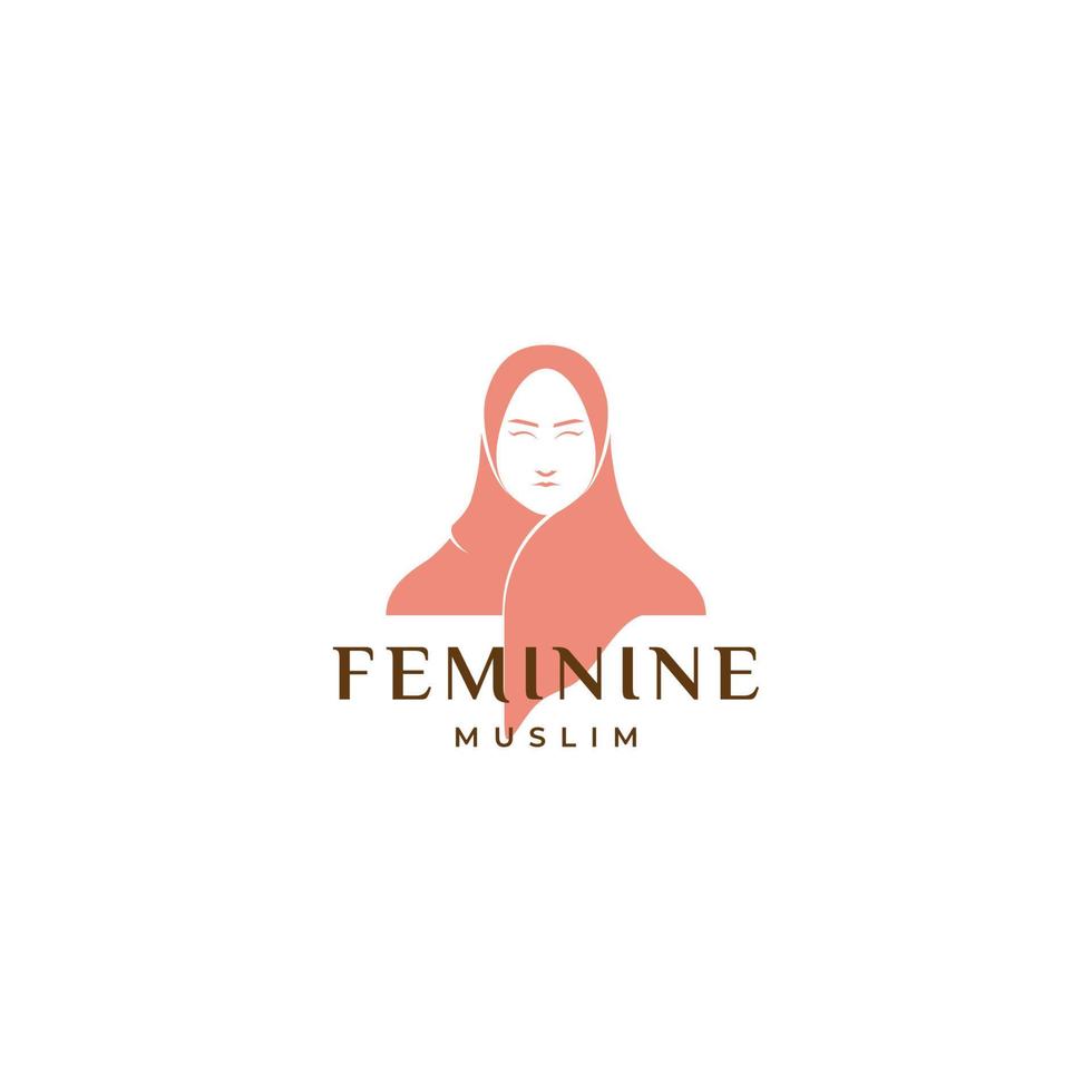 feminin ansikte med hijab logotyp design vektor