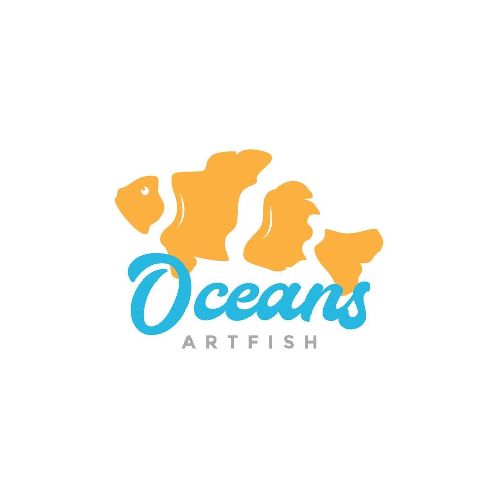 ocellaris Clownfisch Meer Logo-Design vektor