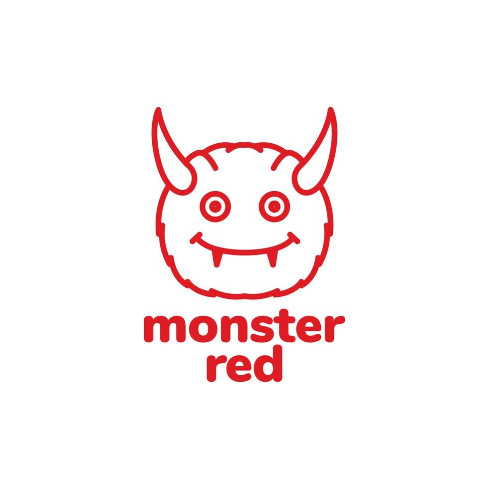 röd söt monster med horn logotyp design vektor