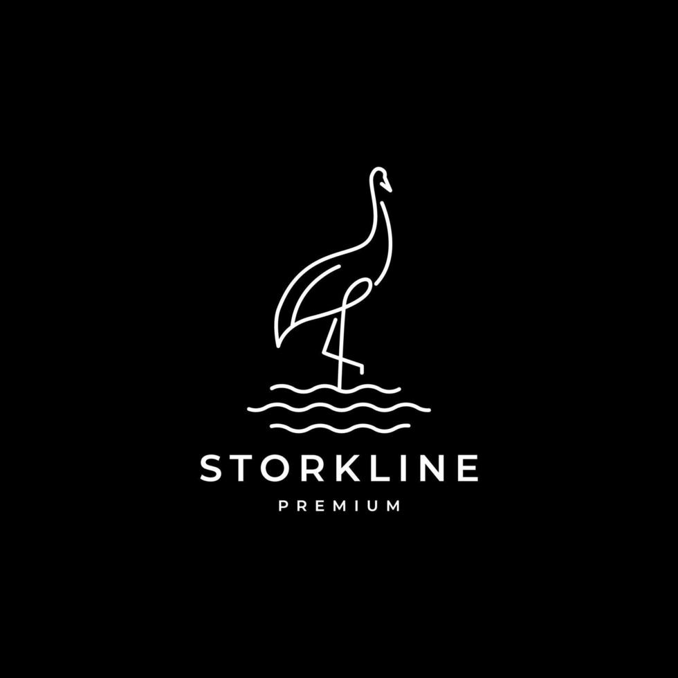 stork med vatten linje konst logotyp design vektor