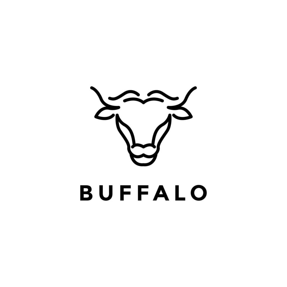 minimal modern huvud buffel logotyp design vektor