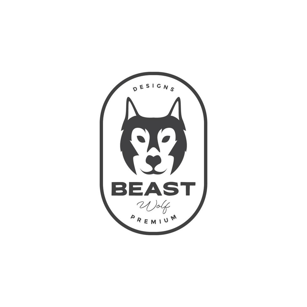 gesicht beast wolf vintage abzeichen logo design vektor