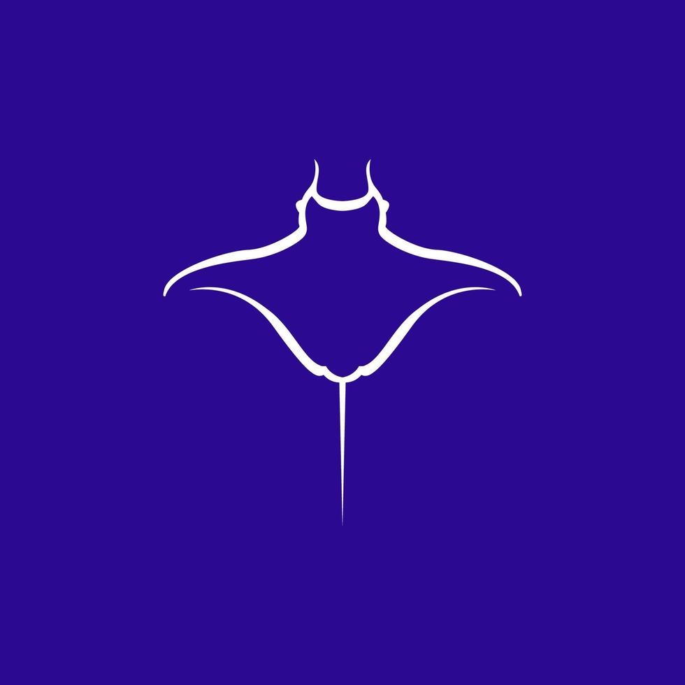 minimalistisches Mantarochen-Fisch-Logo vektor