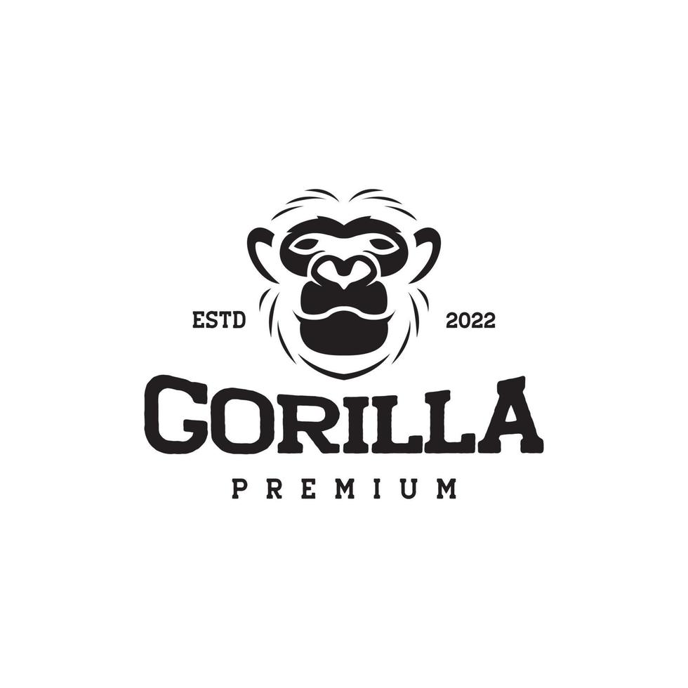 Gesicht alter Vintage-Gorilla-Logo-Design-Vektor vektor