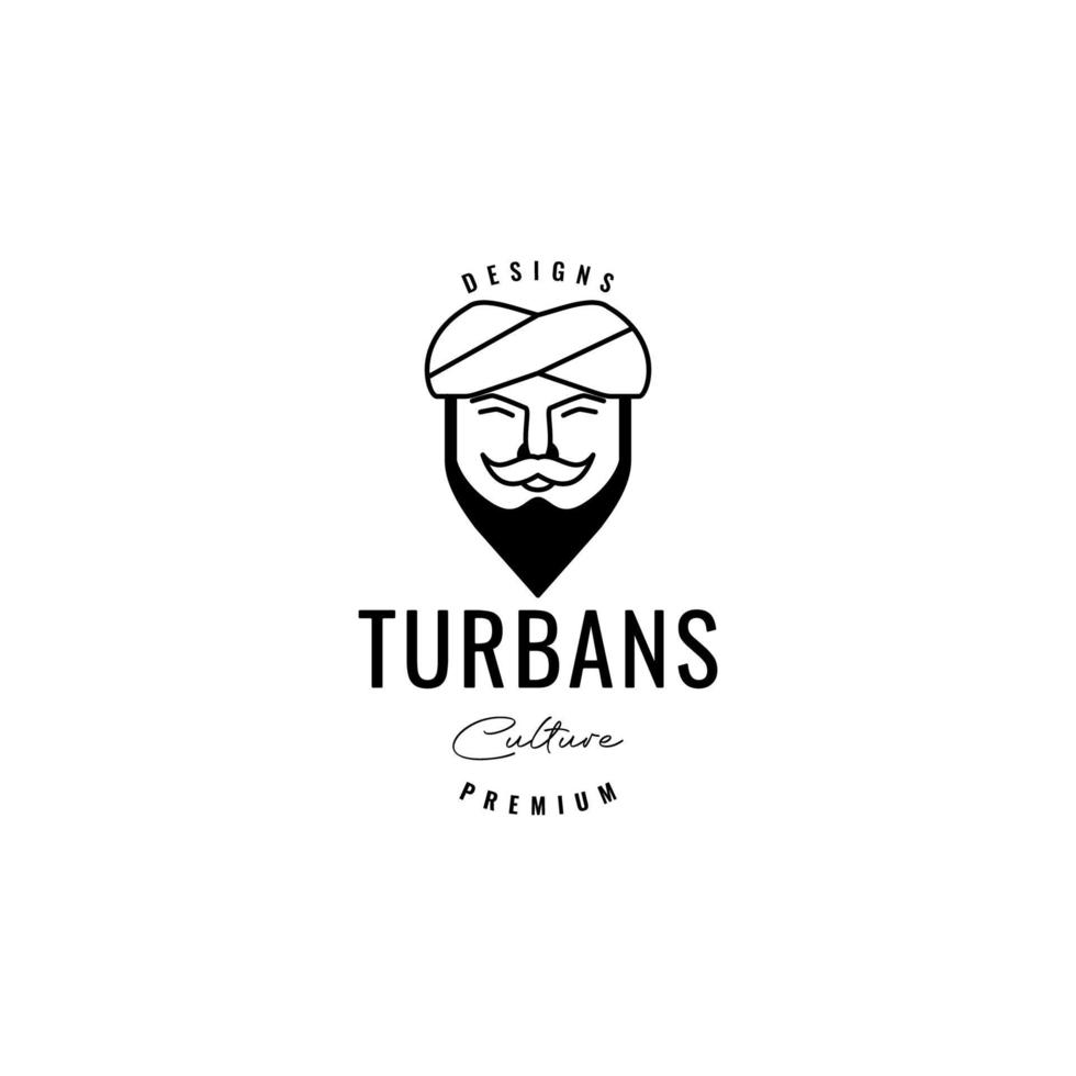 leende man skäggig med turbaner logotyp design vektor