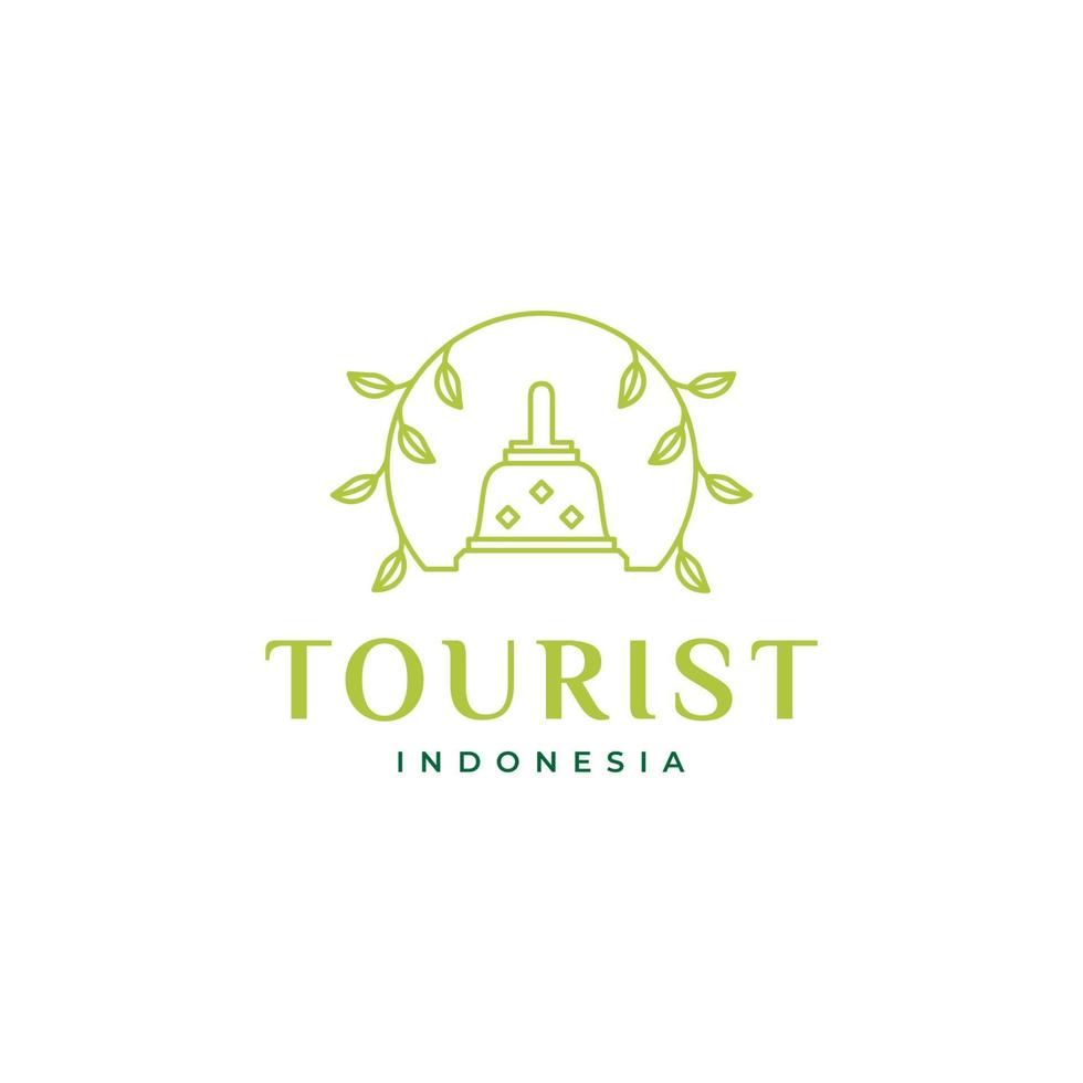 Tempel mit Blatt-Logo-Design vektor