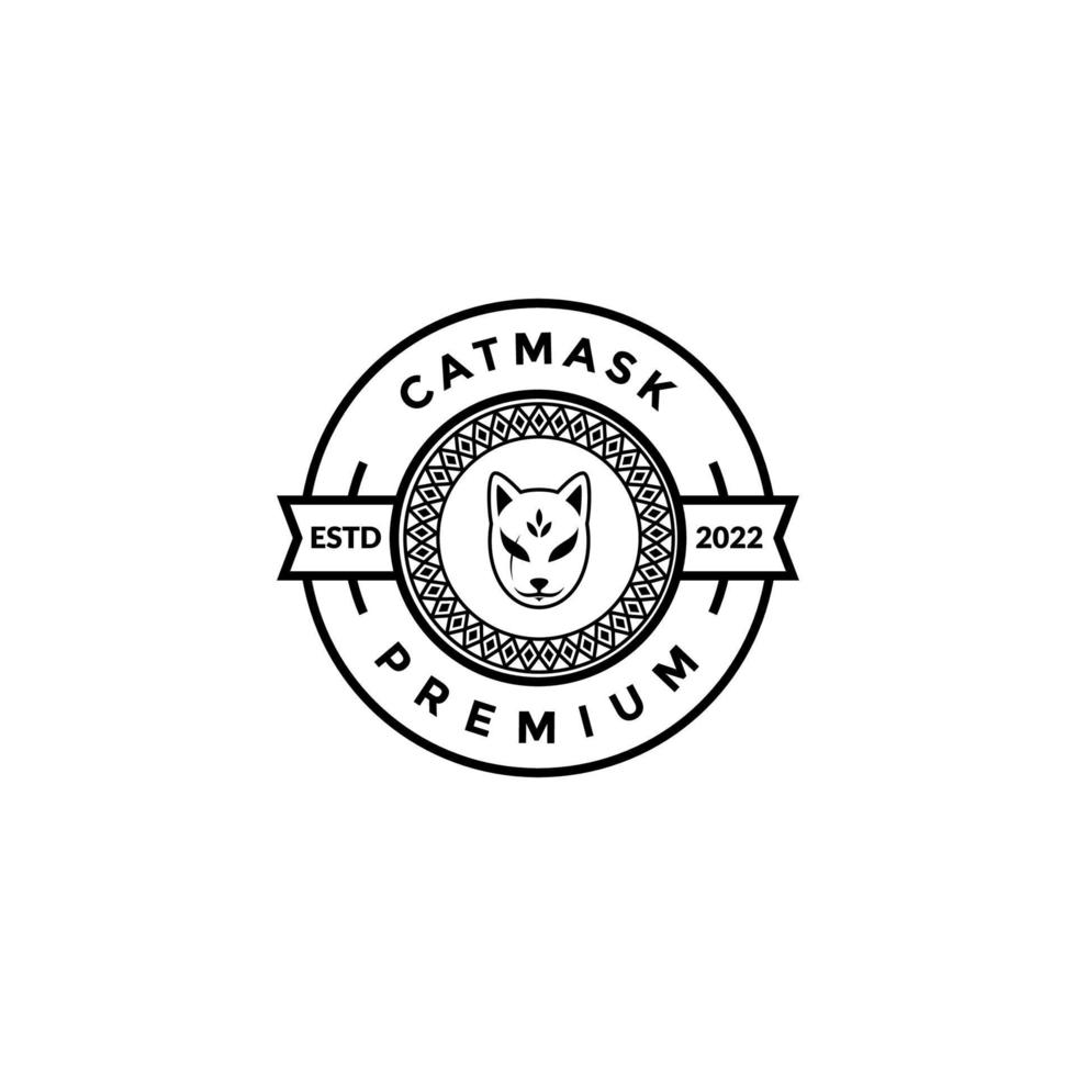 Abzeichen mit Catmask-Ninja-Logo-Design vektor