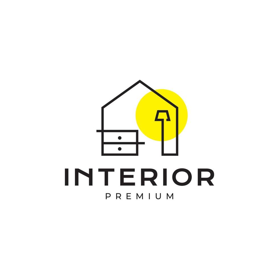 minimalistisk interiör möbel belysning logotyp design vektor