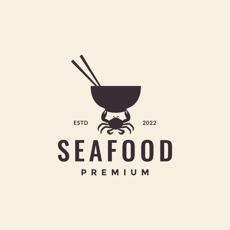 Seafood Crab Food Bowl Logo-Design vektor