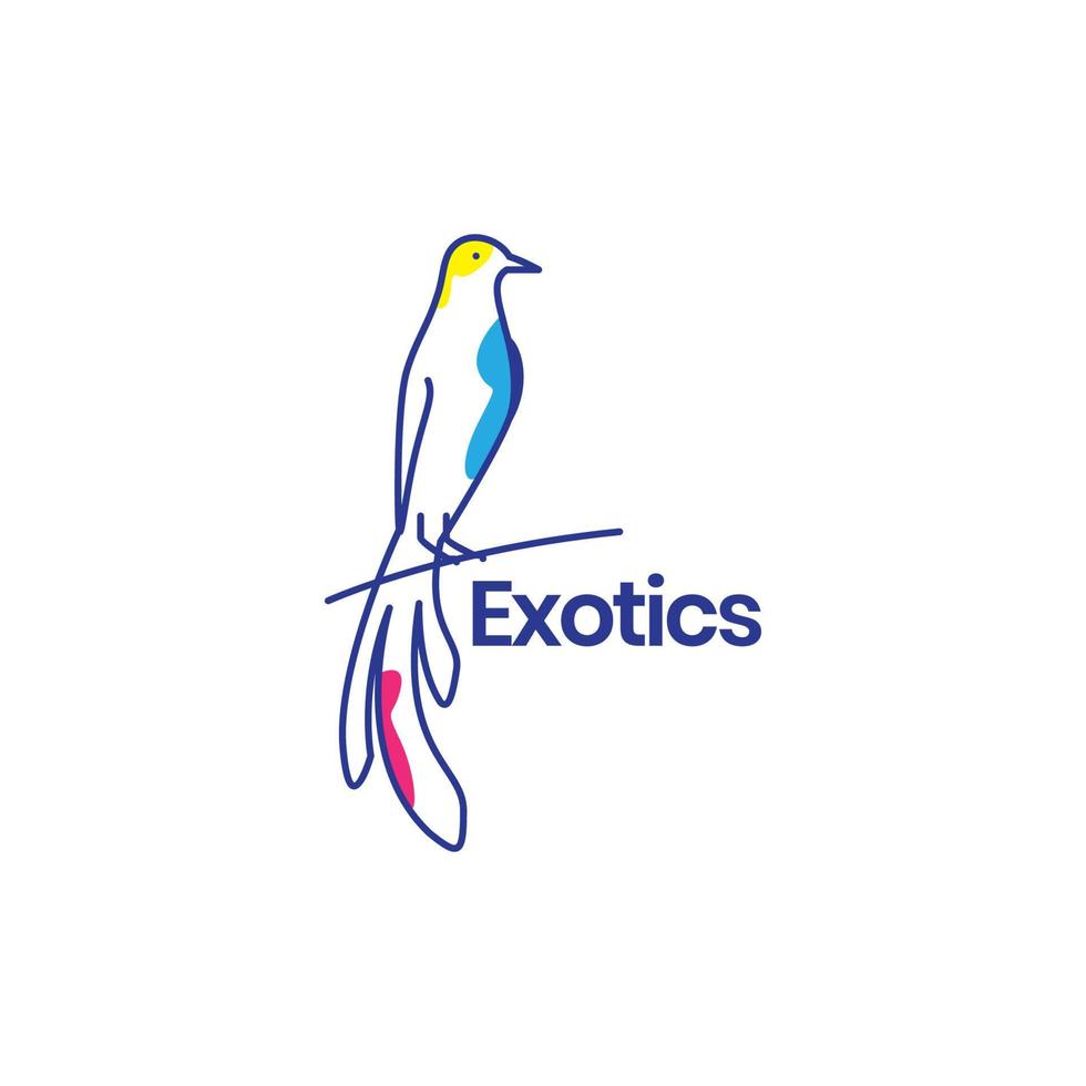 abstrakter exotischer Vogel mit langem Schwanz-Logo-Design vektor