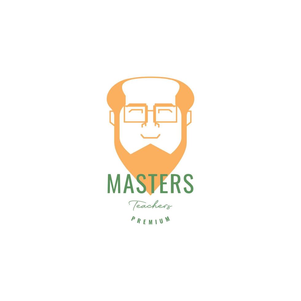 meister lehrer bärtige sonnenbrille logo design vektor