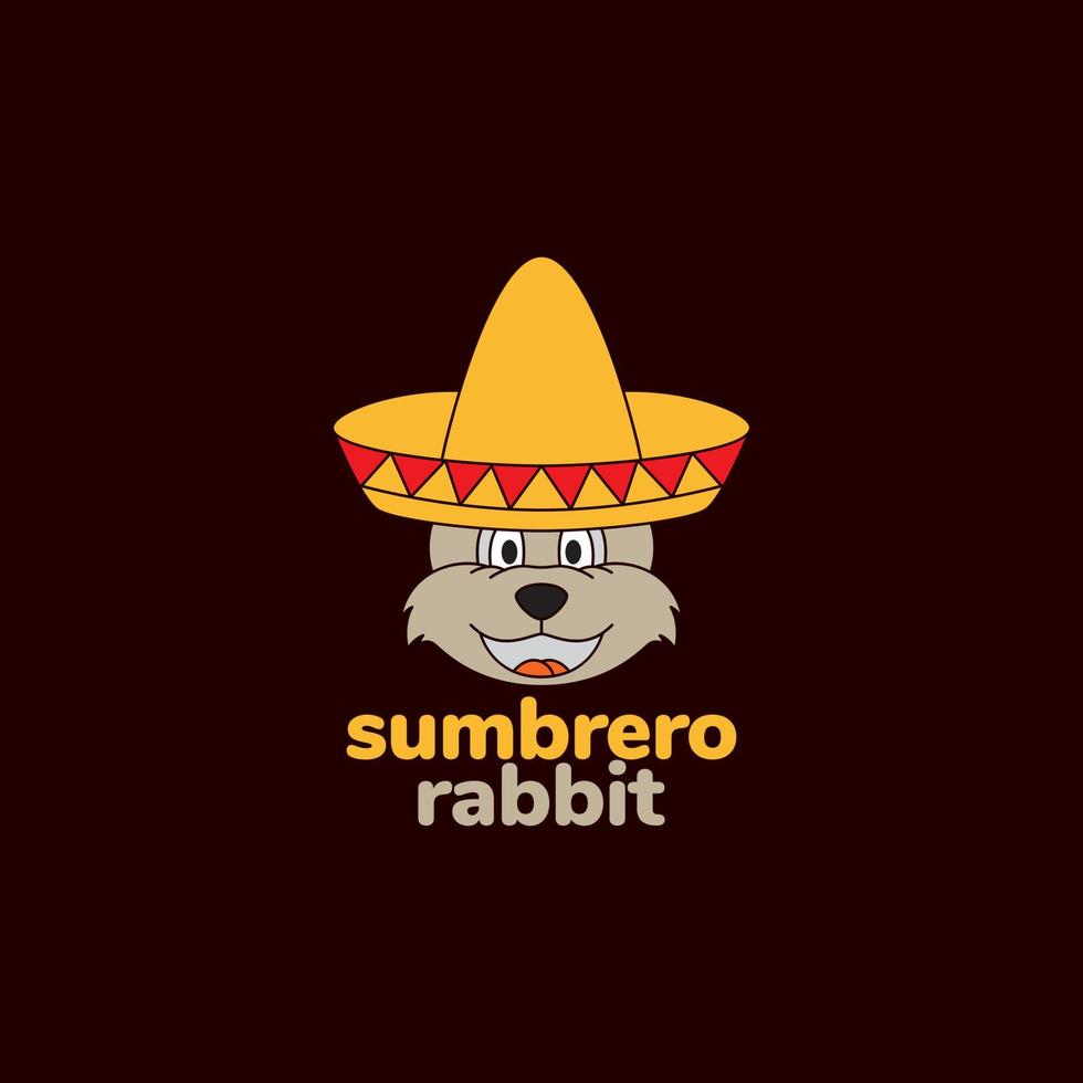 Sombrero-Hut mit Kaninchen-Logo-Design vektor