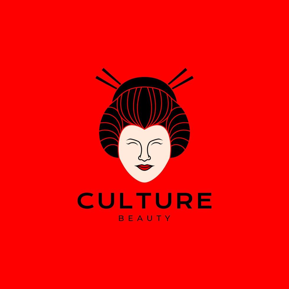 ansikte skönhet kvinna asiatisk med hår bulle logotyp vektor