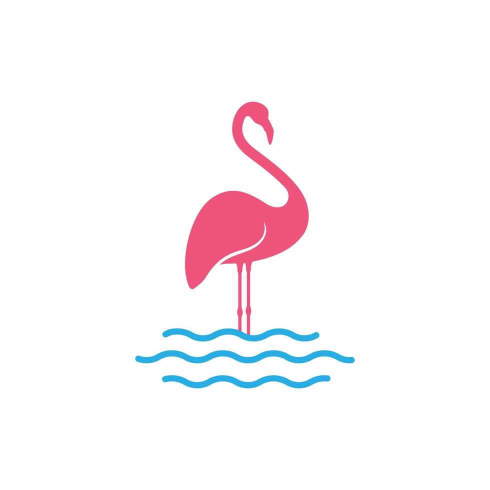 abstrakter flamingo mit seelogodesign vektor