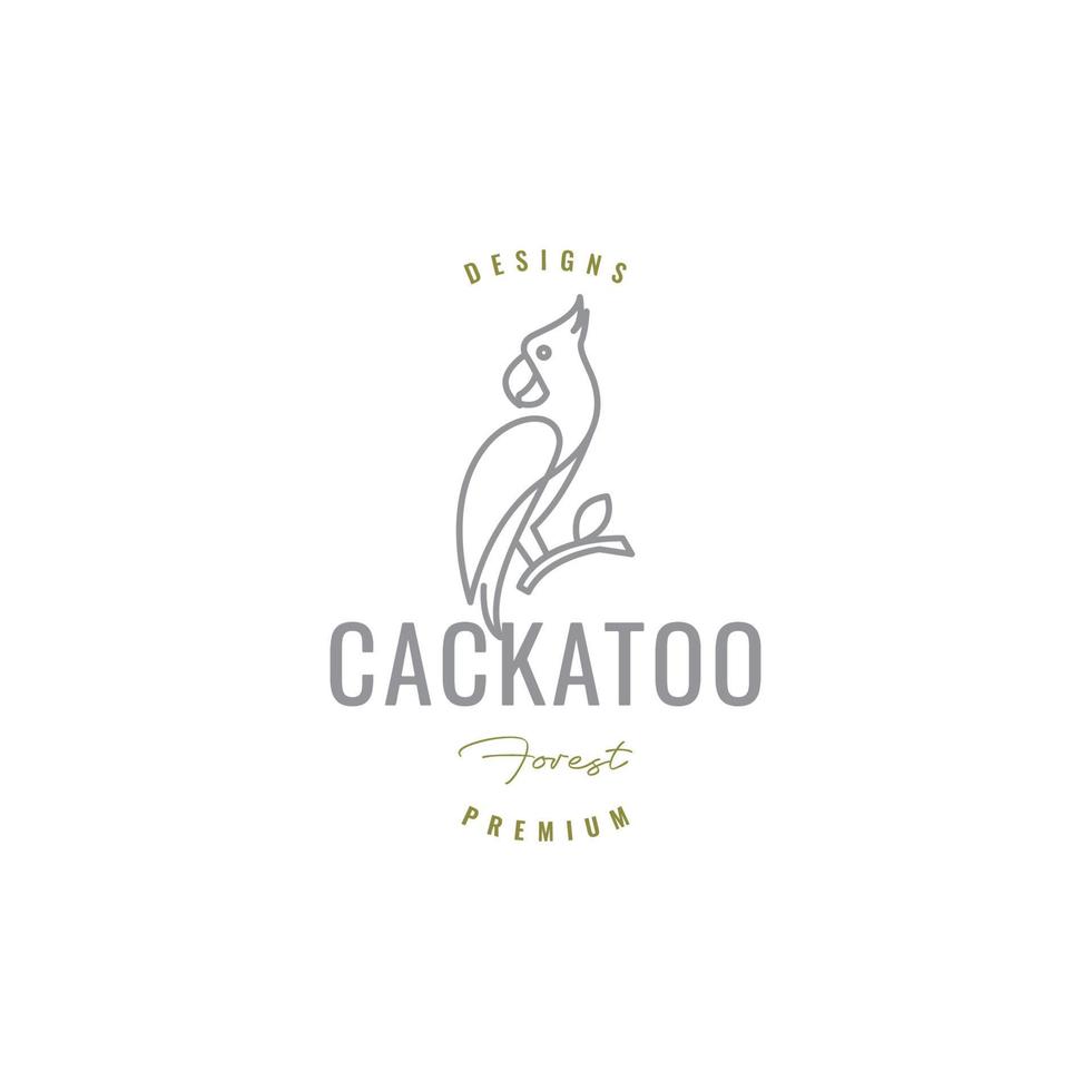 kakadua med gren logotyp design vektor