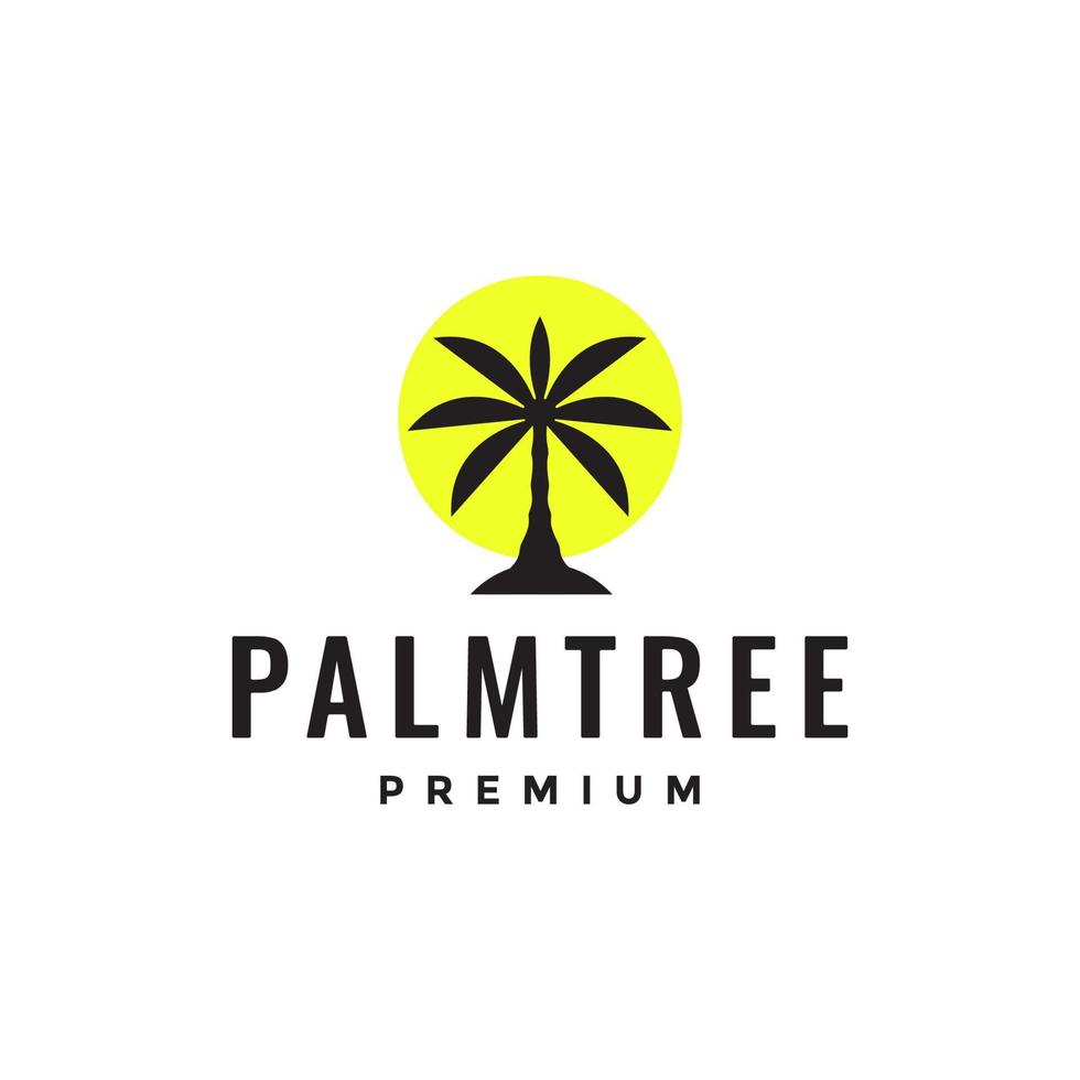 abstrakte Palme mit Sonnenlicht-Logo-Design vektor