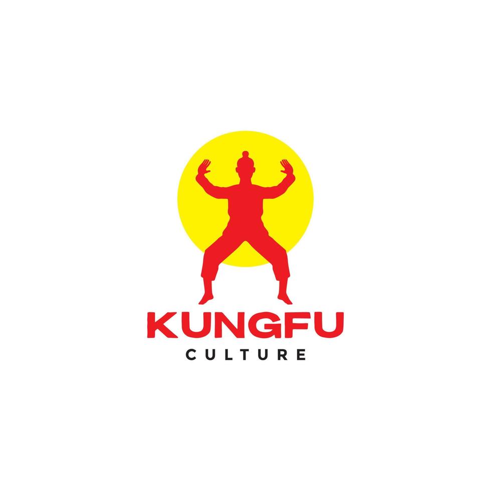 bunter isolierter Mann kungfu Logo-Design vektor