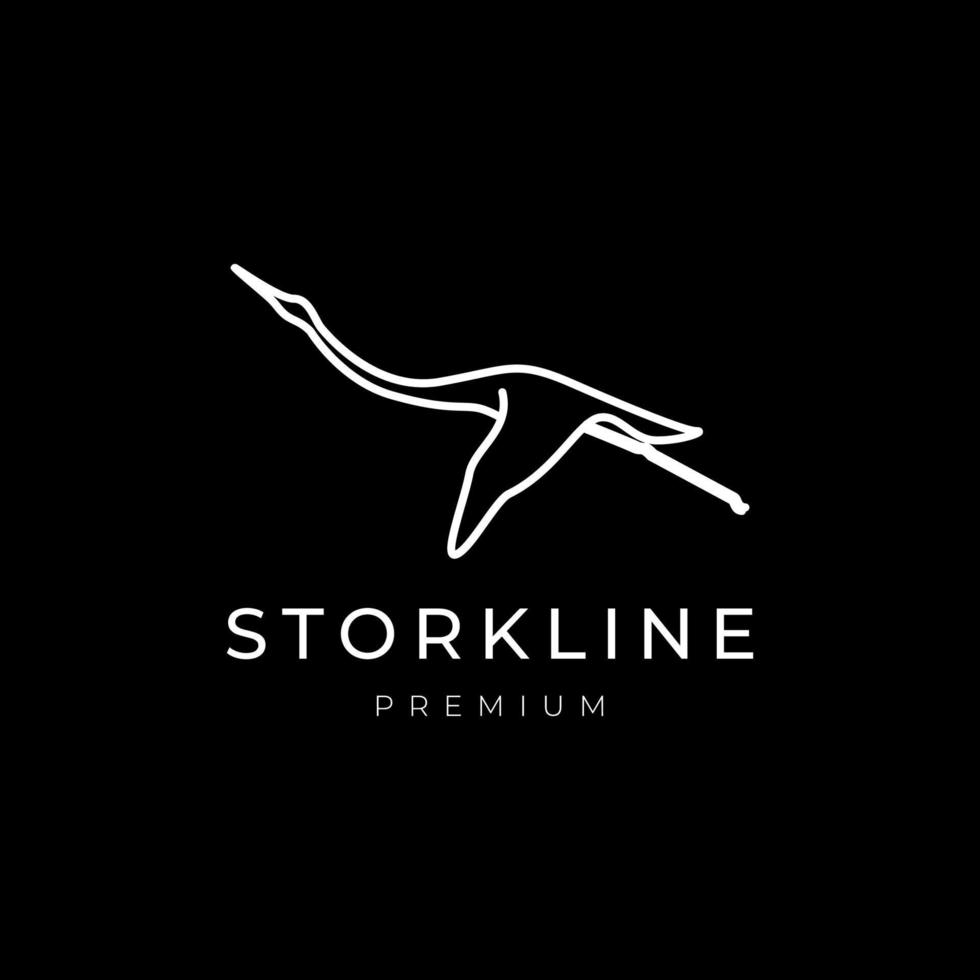 minimalistisk linje stork flyga logotyp design vektor