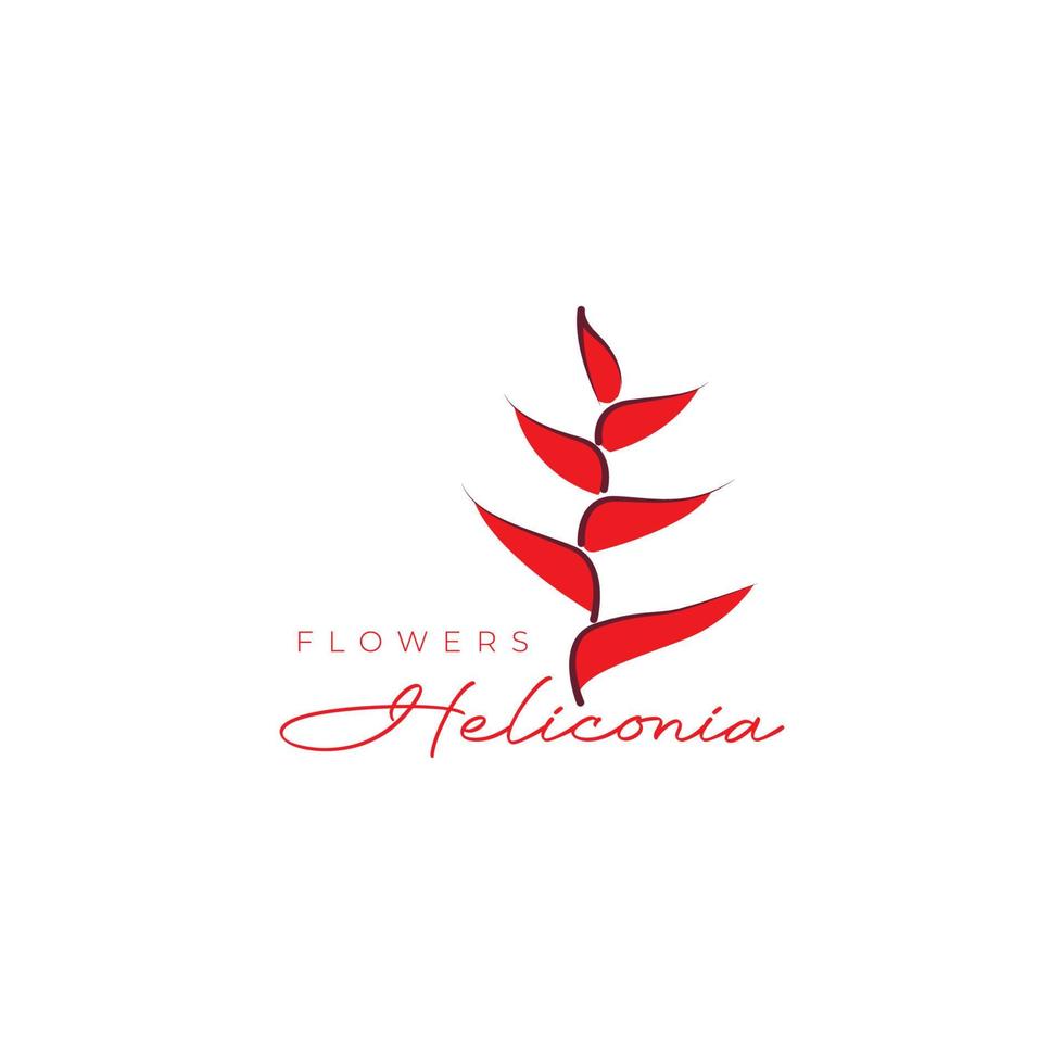 rotes Blumen-Heliconia-Logo-Design vektor