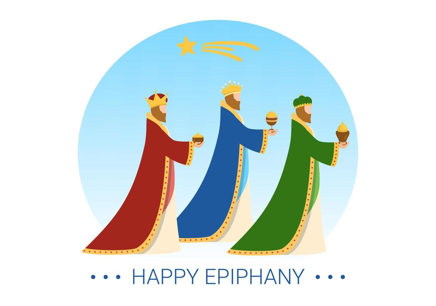 happy epiphany day template handgezeichnete cartoon flache illustration christliches festival zum glauben an die göttlichkeit jesus seit seinem kommen auf die welt vektor