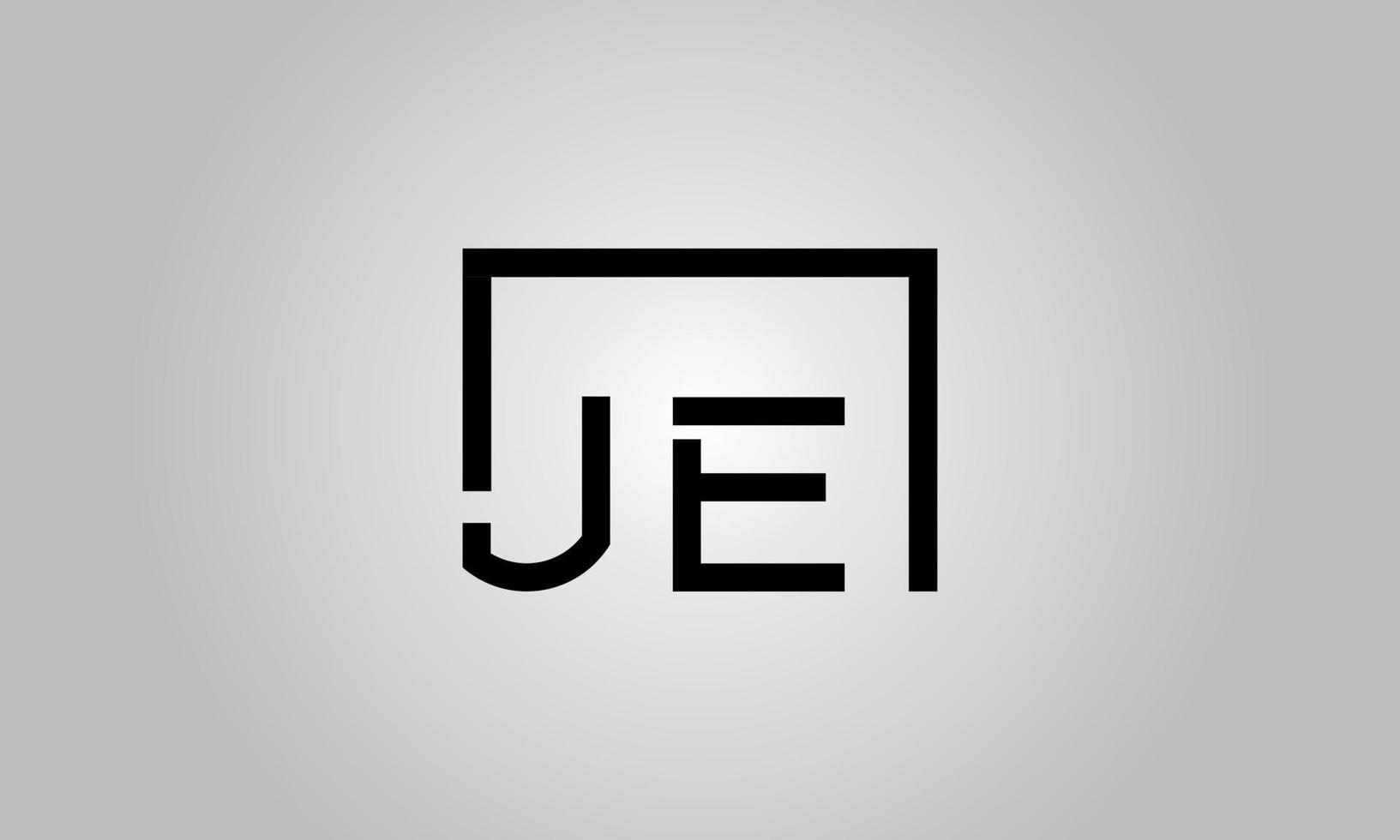 Buchstabe je Logo-Design. je-Logo mit quadratischer Form in schwarzen Farben Vektor kostenlose Vektorvorlage.