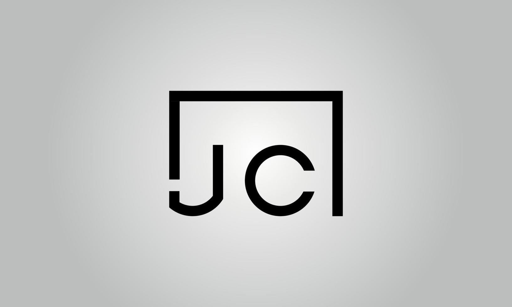 brev jc logotyp design. jc logotyp med fyrkant form i svart färger vektor fri vektor mall.