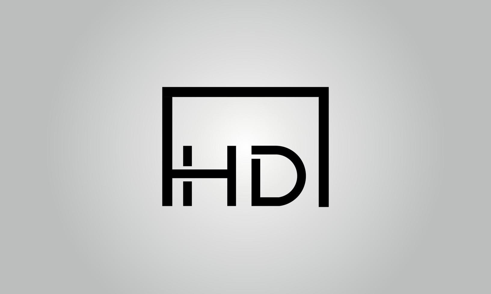 brev hd logotyp design. hd logotyp med fyrkant form i svart färger vektor fri vektor mall.