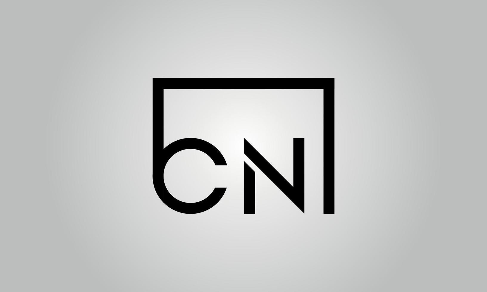 Buchstabe cn-Logo-Design. cn-Logo mit quadratischer Form in schwarzen Farben Vektor kostenlose Vektorvorlage.