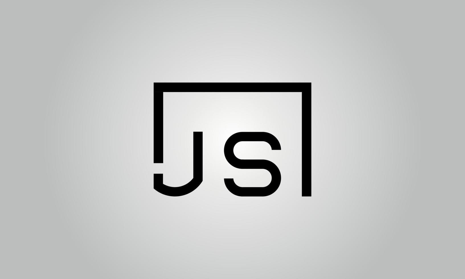 brev js logotyp design. js logotyp med fyrkant form i svart färger vektor fri vektor mall.