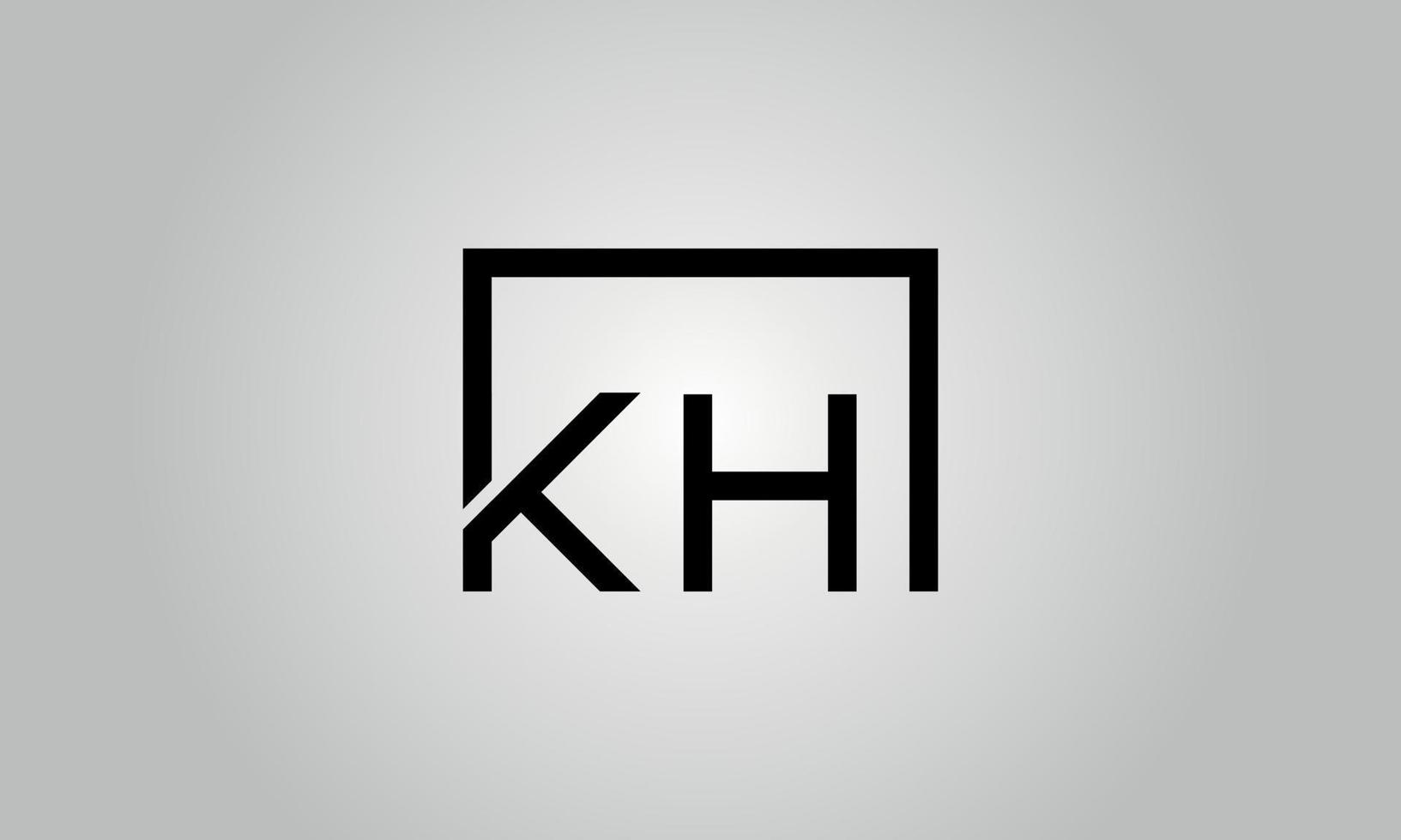 Buchstabe kh-Logo-Design. kh-Logo mit quadratischer Form in schwarzen Farben Vektor kostenlose Vektorvorlage.