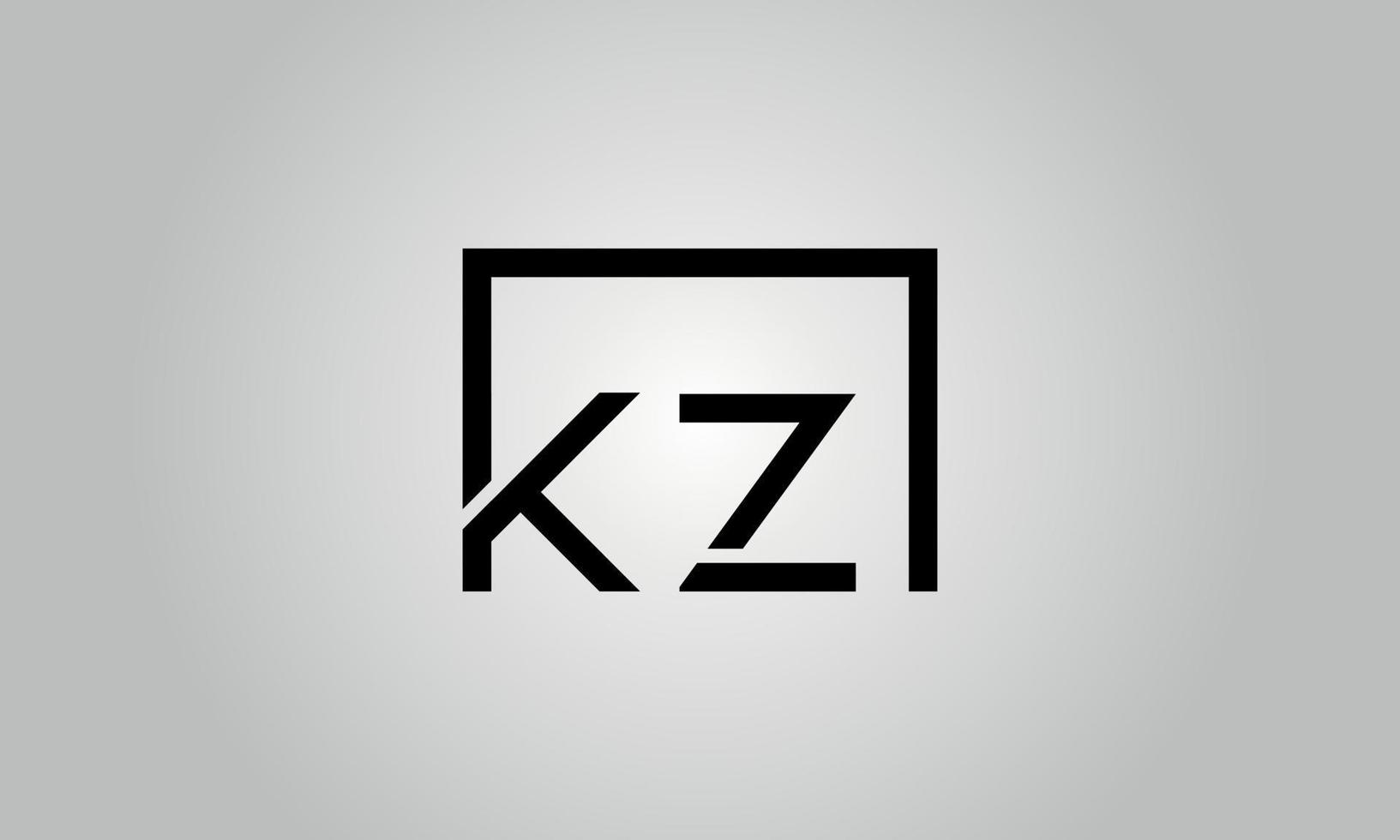 Buchstabe kz-Logo-Design. kzlogo mit quadratischer Form in schwarzen Farben Vektor kostenlose Vektorvorlage.