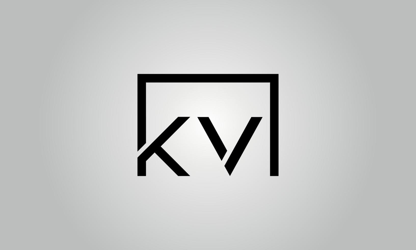 brev kv logotyp design. kv logotyp med fyrkant form i svart färger vektor fri vektor mall.