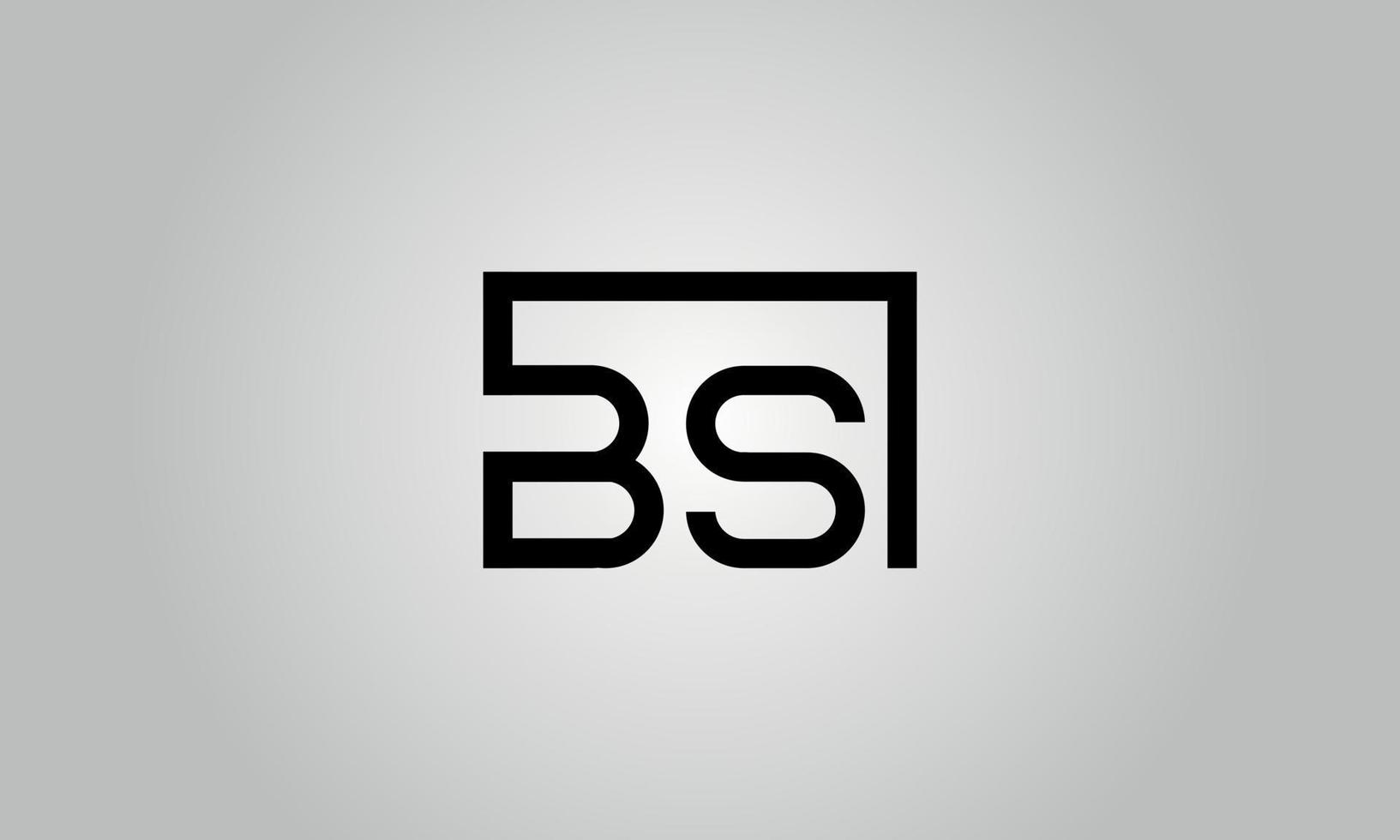brev bs logotyp design. bs logotyp med fyrkant form i svart färger vektor fri vektor mall.