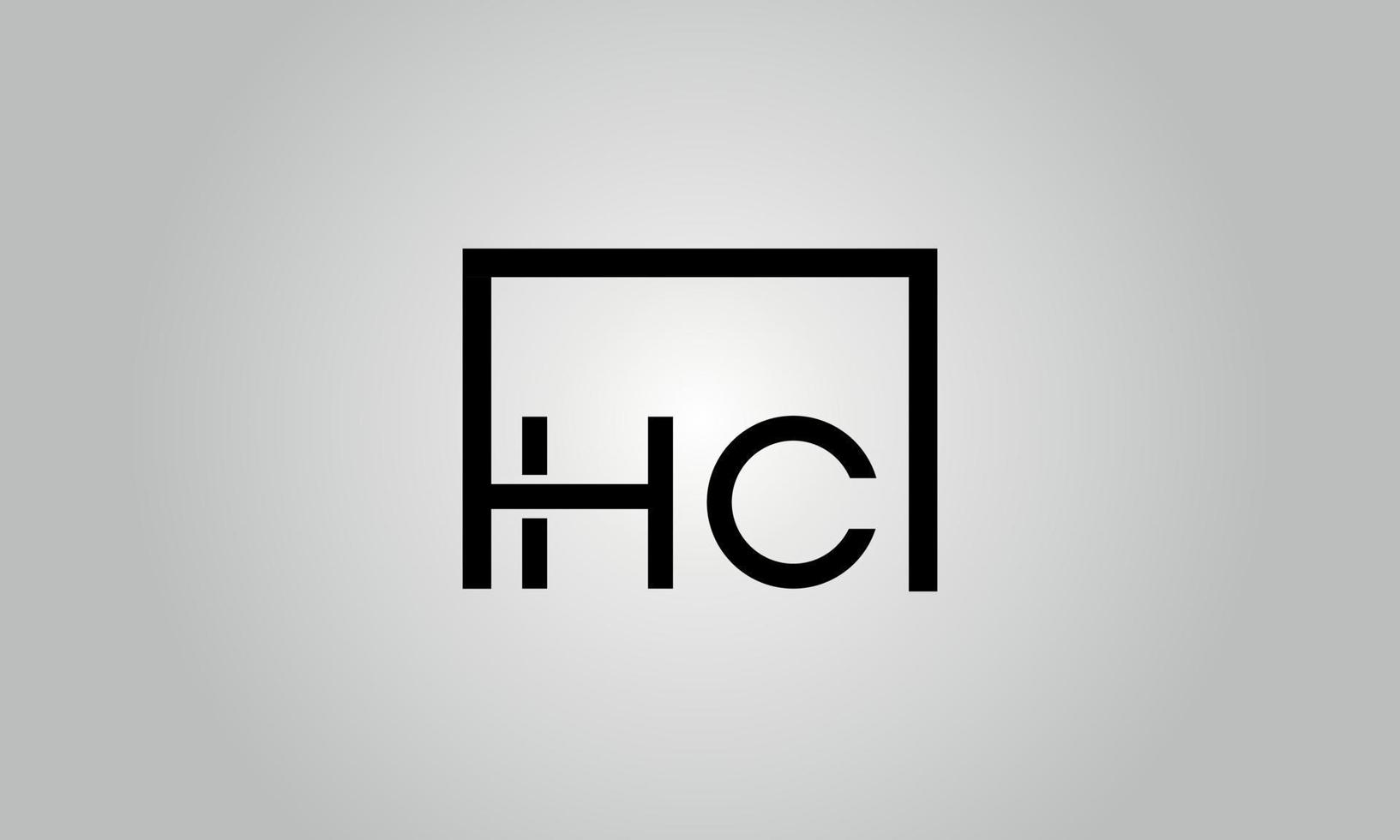 Buchstabe hc-Logo-Design. hc-Logo mit quadratischer Form in schwarzen Farben Vektor kostenlose Vektorvorlage.