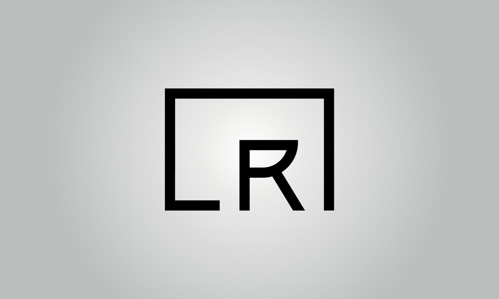 Buchstabe lr-Logo-Design. Lr-Logo mit quadratischer Form in schwarzen Farben Vektor kostenlose Vektorvorlage.
