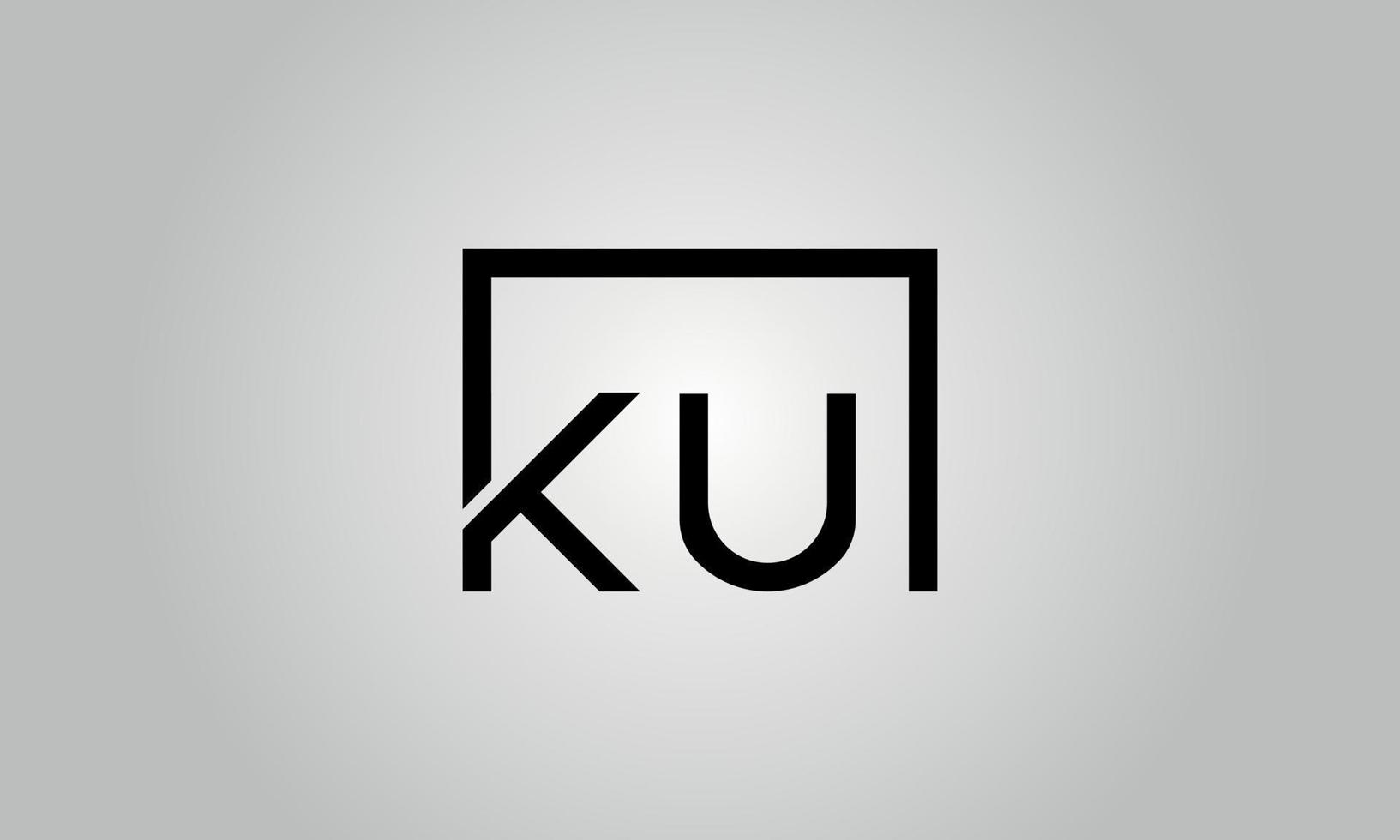 Buchstabe ku-Logo-Design. ku-Logo mit quadratischer Form in schwarzen Farben Vektor kostenlose Vektorvorlage.