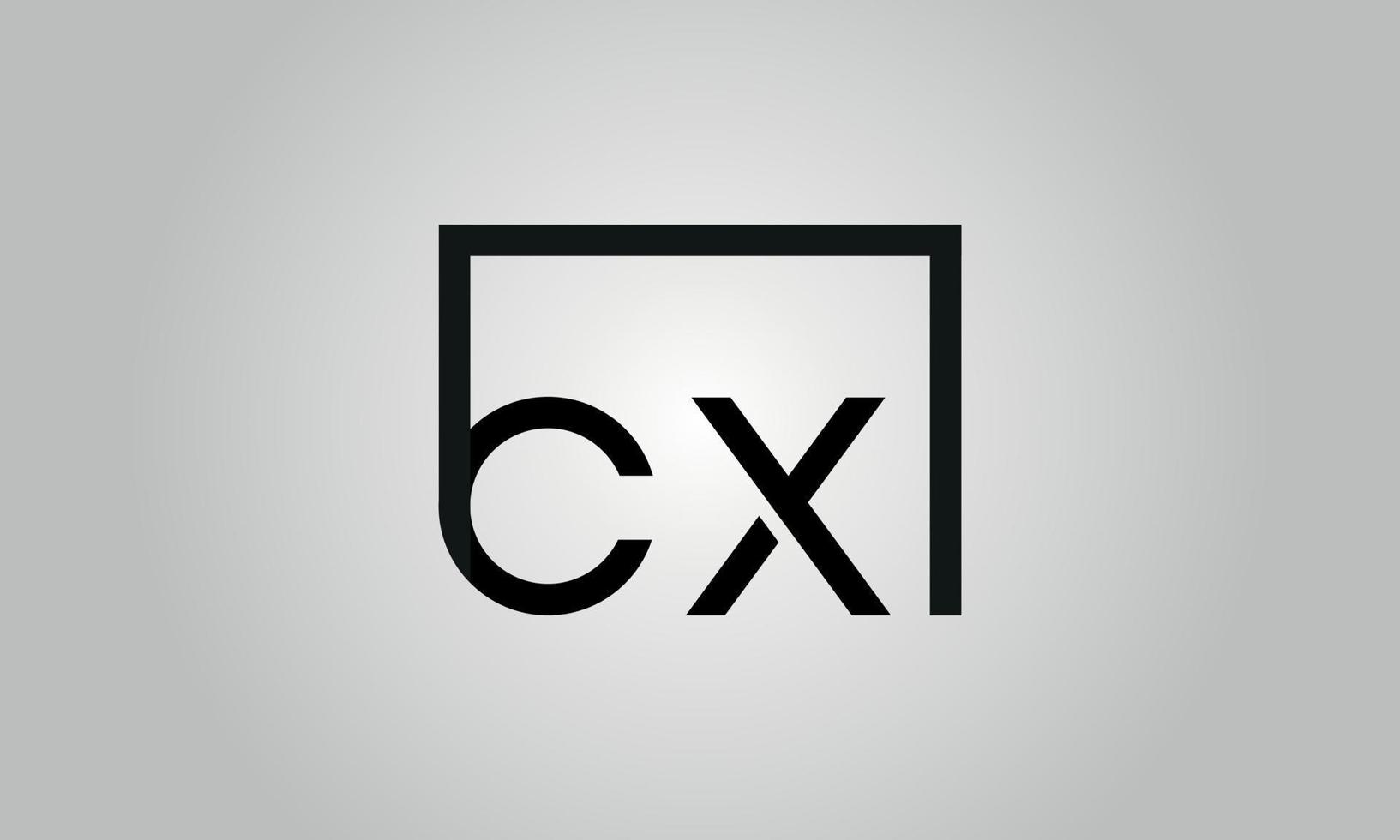 brev cx logotyp design. cx logotyp med fyrkant form i svart färger vektor fri vektor mall.